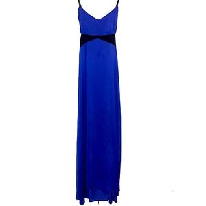 SILENCE+NOISE RoyalPurple Long Dress, Thin Adjustable Black Straps, Side Cutouts